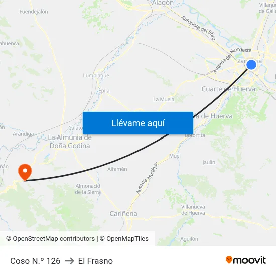 Coso N.º 126 to El Frasno map