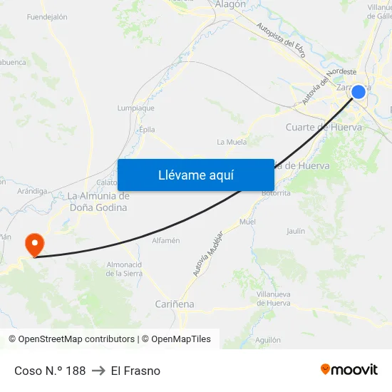 Coso N.º 188 to El Frasno map