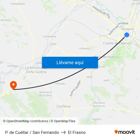 P. de Cuéllar / San Fernando to El Frasno map