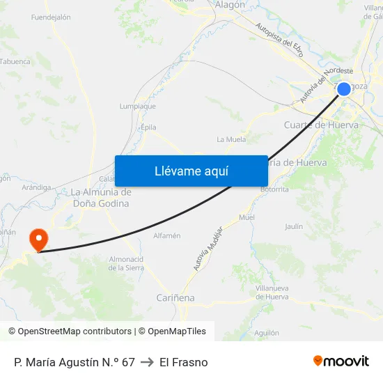 P. María Agustín N.º 67 to El Frasno map