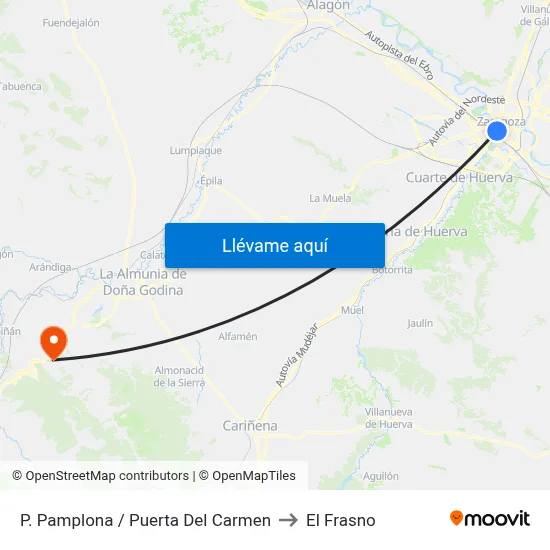 P. Pamplona / Puerta Del Carmen to El Frasno map