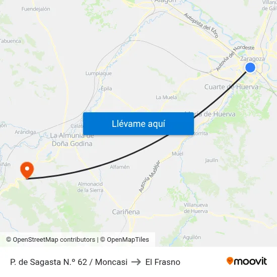 P. de Sagasta N.º 62 / Moncasi to El Frasno map
