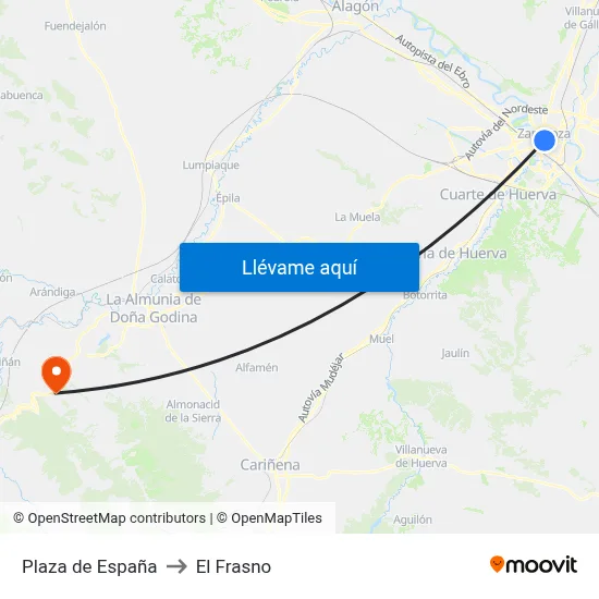 Plaza de España to El Frasno map
