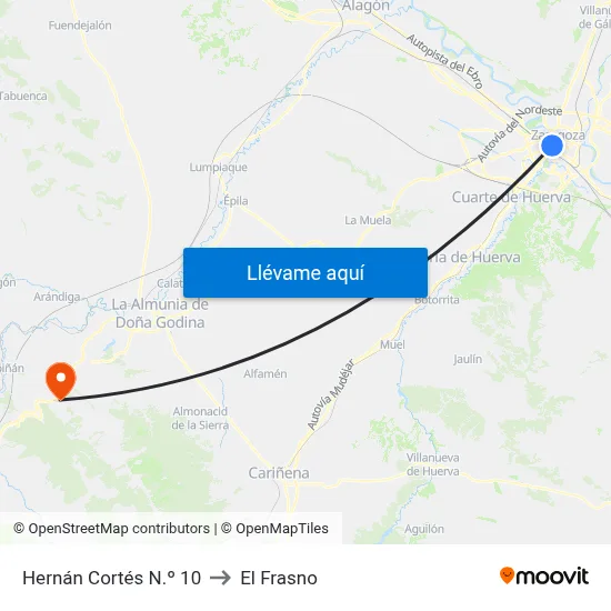 Hernán Cortés N.º 10 to El Frasno map