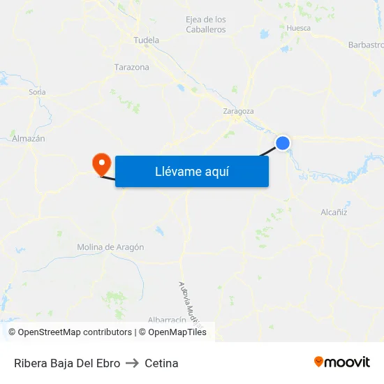 Ribera Baja Del Ebro to Cetina map