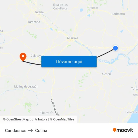 Candasnos to Cetina map