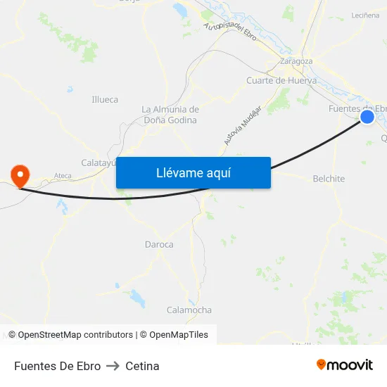 Fuentes De Ebro to Cetina map