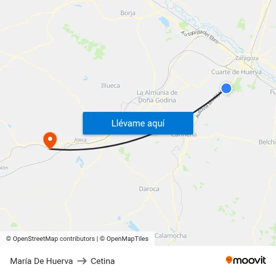 María De Huerva to Cetina map