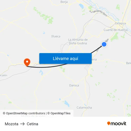 Mozota to Cetina map