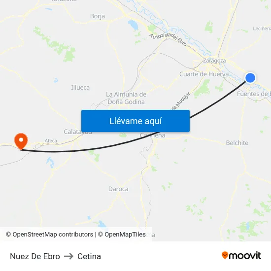 Nuez De Ebro to Cetina map