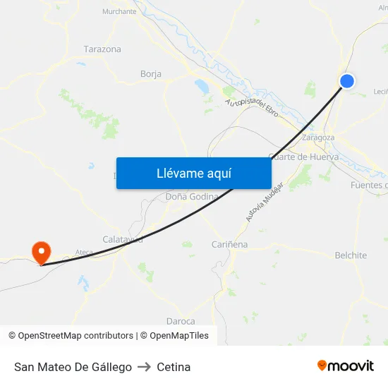 San Mateo De Gállego to Cetina map