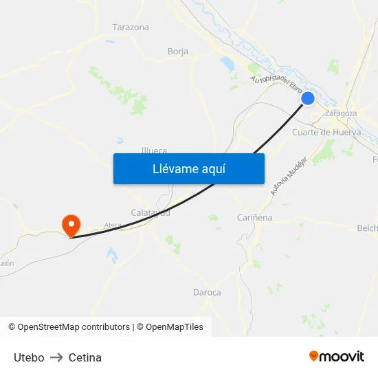 Utebo to Cetina map
