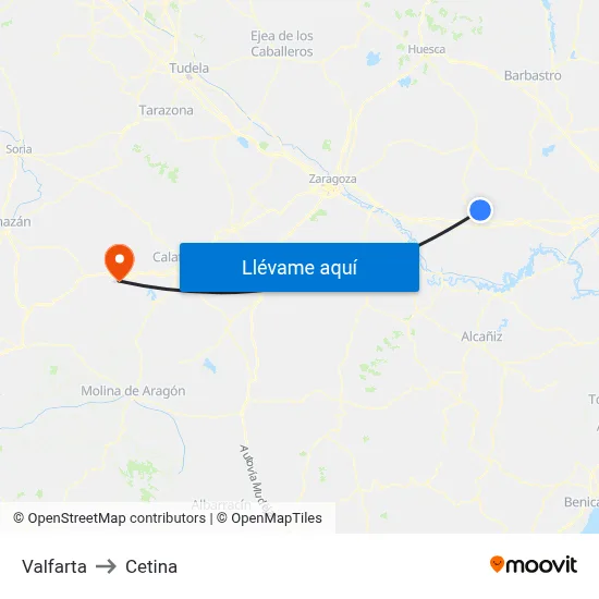 Valfarta to Cetina map