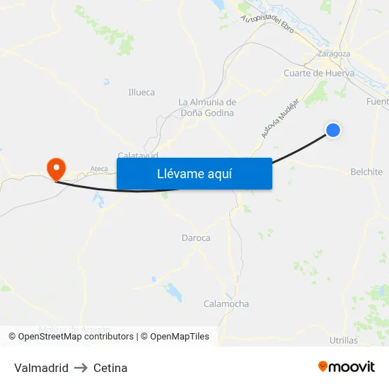 Valmadrid to Cetina map