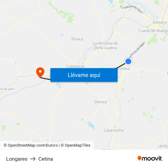 Longares to Cetina map