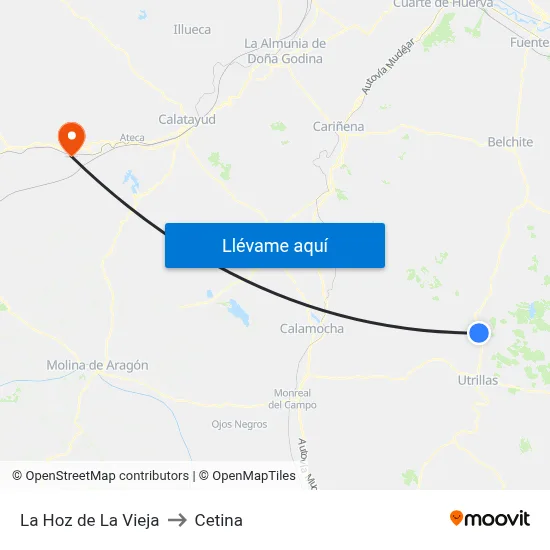 La Hoz de La Vieja to Cetina map