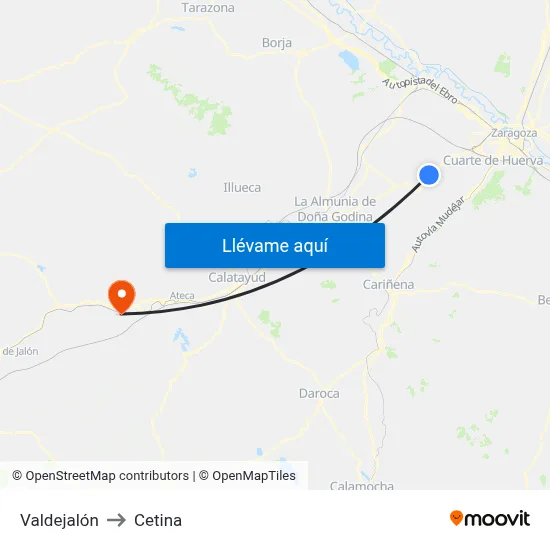 Valdejalón to Cetina map