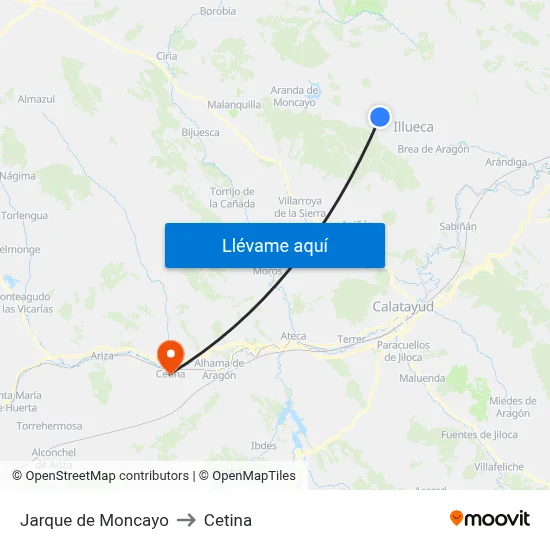 Jarque de Moncayo to Cetina map