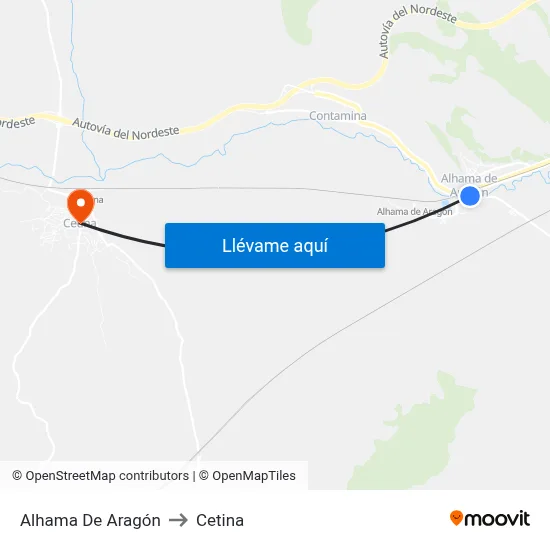 Alhama De Aragón to Cetina map