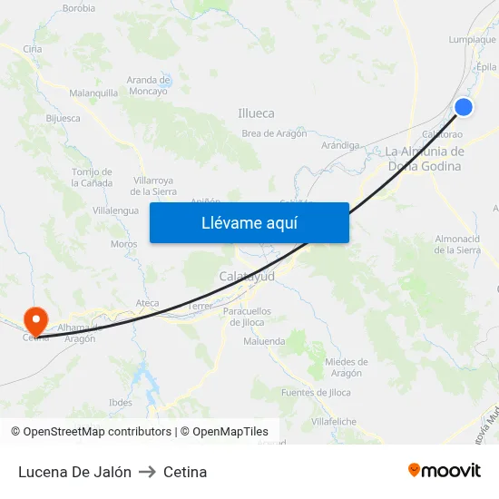Lucena De Jalón to Cetina map