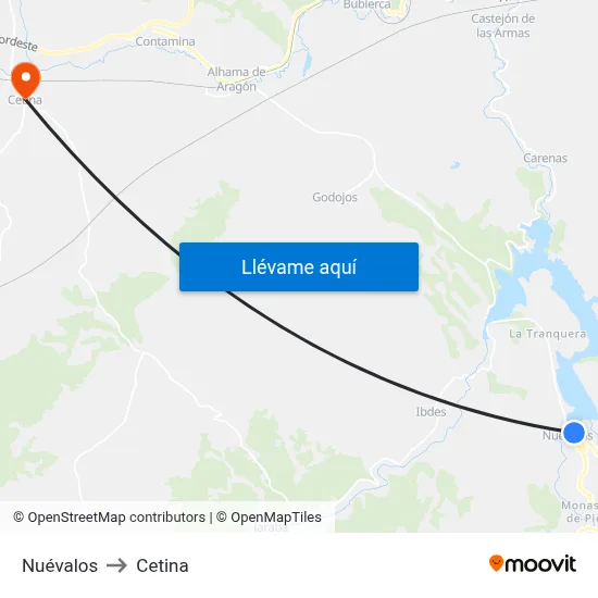 Nuévalos to Cetina map