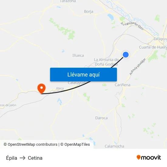Épila to Cetina map