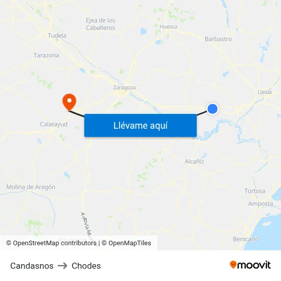 Candasnos to Chodes map