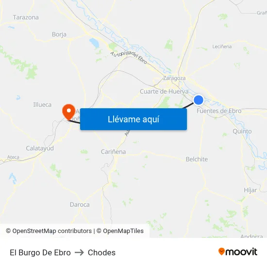 El Burgo De Ebro to Chodes map