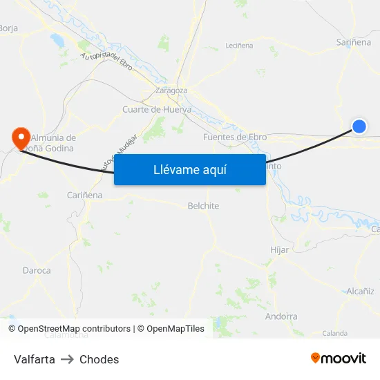 Valfarta to Chodes map