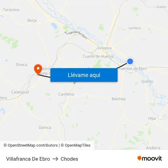 Villafranca De Ebro to Chodes map