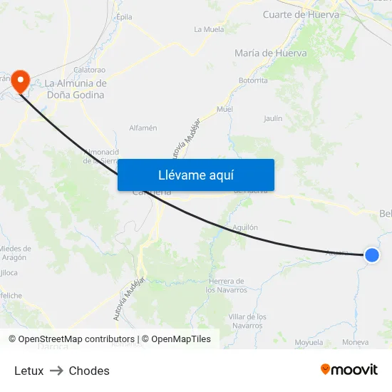 Letux to Chodes map