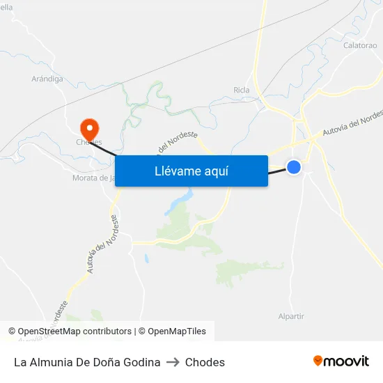 La Almunia De Doña Godina to Chodes map