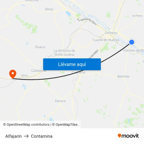 Alfajarín to Contamina map