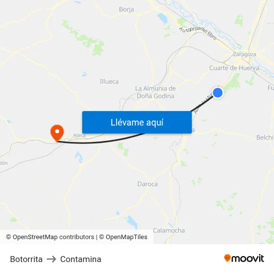 Botorrita to Contamina map