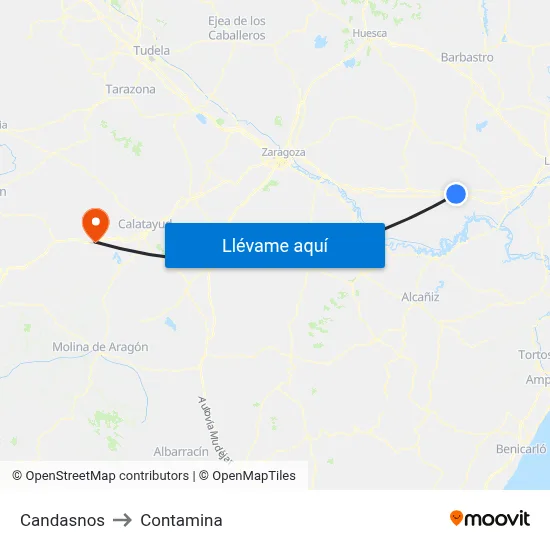 Candasnos to Contamina map