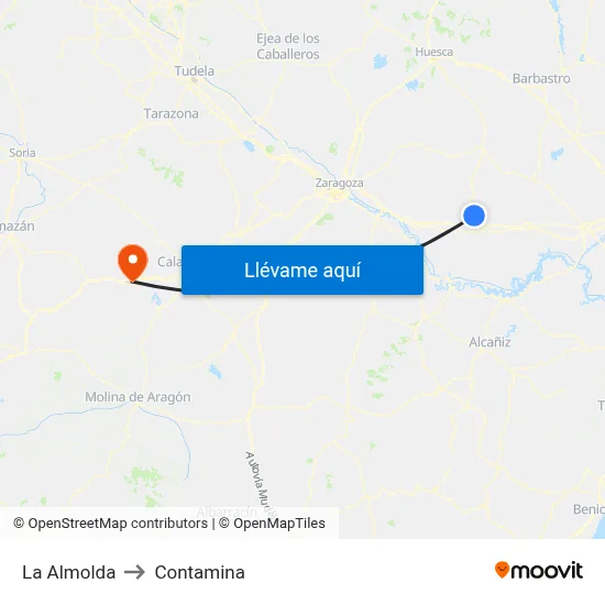 La Almolda to Contamina map