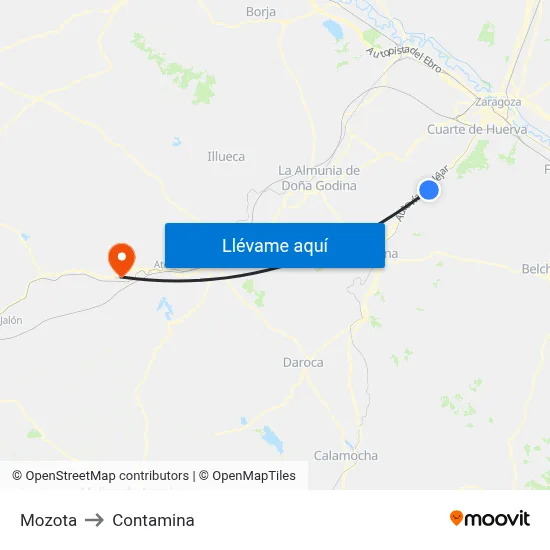 Mozota to Contamina map