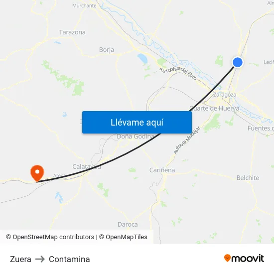 Zuera to Contamina map