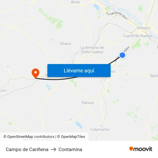 Campo de Cariñena to Contamina map