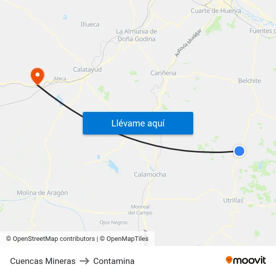 Cuencas Mineras to Contamina map