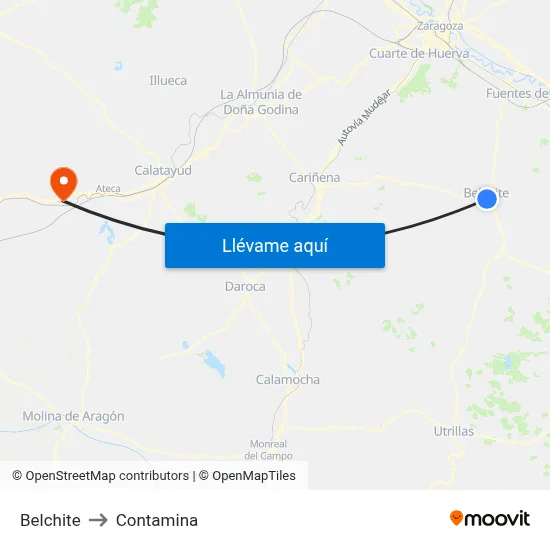 Belchite to Contamina map
