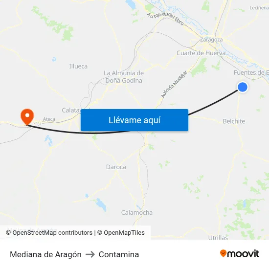 Mediana de Aragón to Contamina map