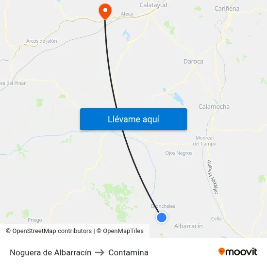 Noguera de Albarracín to Contamina map