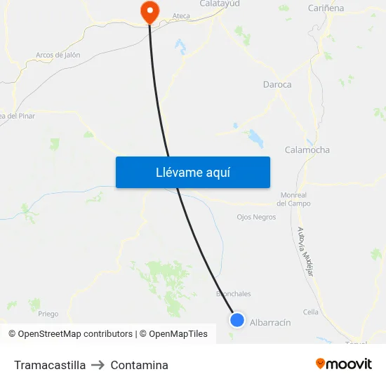 Tramacastilla to Contamina map