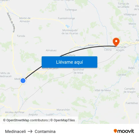 Medinaceli to Contamina map