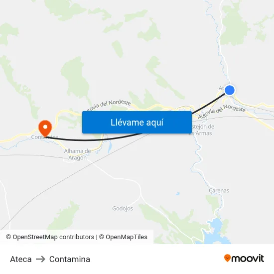 Ateca to Contamina map