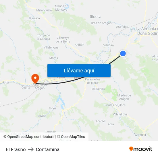 El Frasno to Contamina map