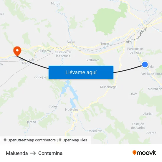 Maluenda to Contamina map