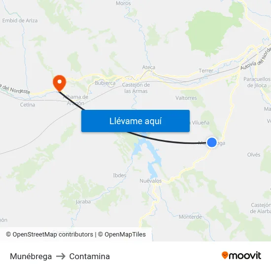 Munébrega to Contamina map