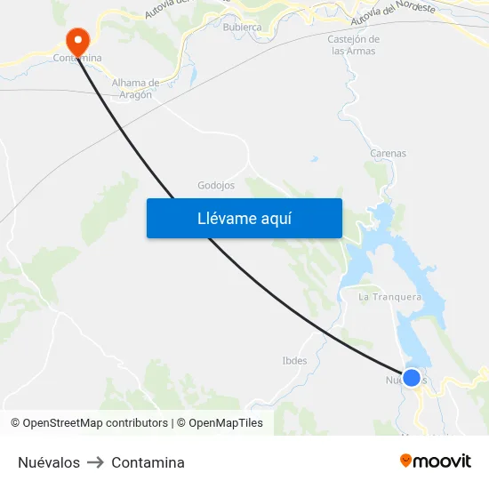 Nuévalos to Contamina map